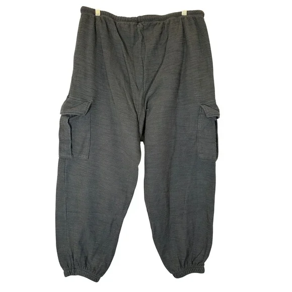 Aerie Charcoal Grey Cargo Jogger Sweatpants XL Drawstring Elastic Waist Lounge - Picture 2 of 10